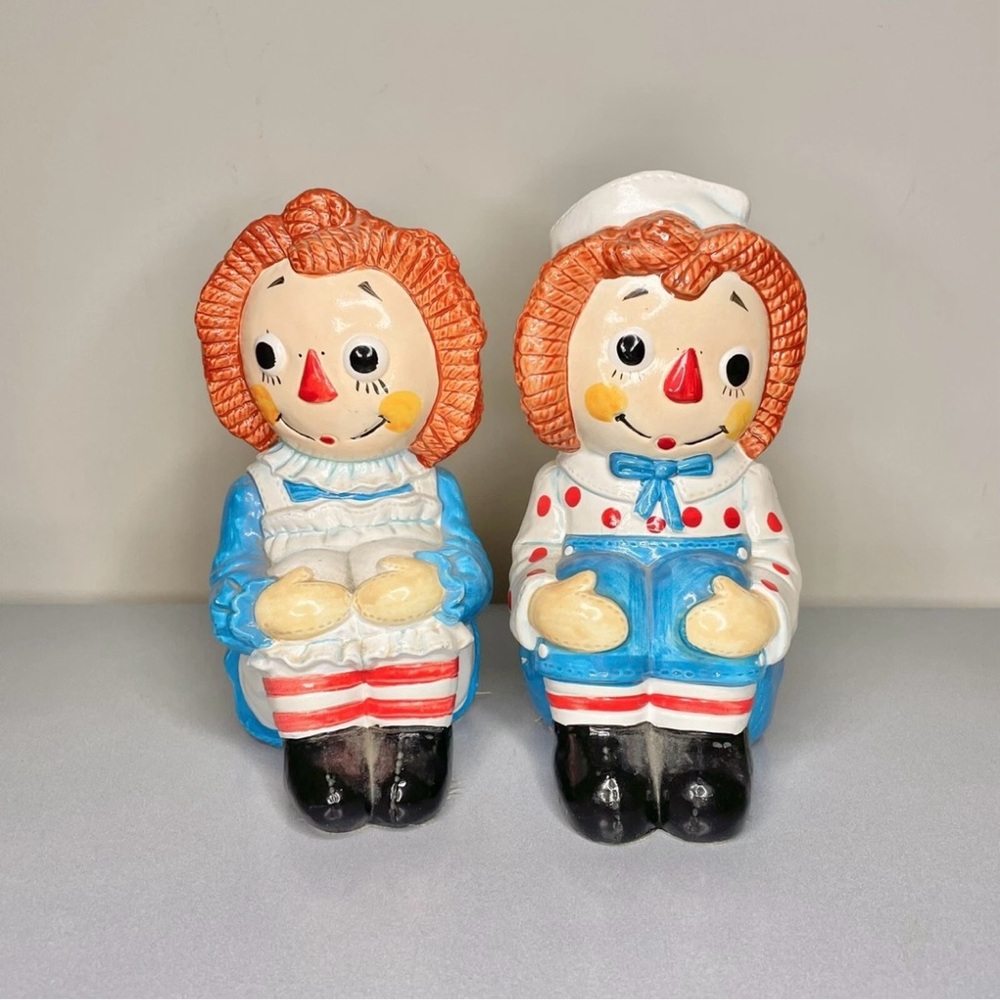 Vintage 1970s Raggedy Ann and Andy Bookends by The Bobbs Merrill Company